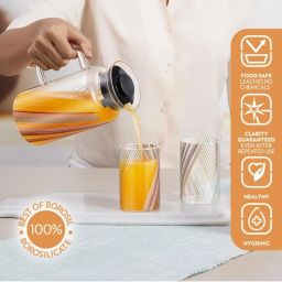 Borosil Prism Transparent Borosilicate Glass Jug with Lid (1000 ML) image 5