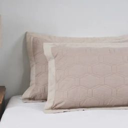 Maspar Textured Beige 300 Cotton Standard Pillow Sham Set-image-4