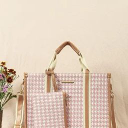 Bagsy Malone Pink Textured Medium Tote Handbag with Pouch-image-56