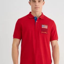 GANT Mens Red Polo Collar Short Sleeve Embroidered T-Shirt-image-59