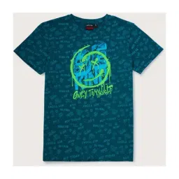 Gini & Jony Kids Blue Printed T-Shirt-image-48