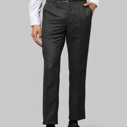 Raymond Dark Grey Regular Fit Flat Front Trousers-image-48