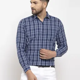 Jainish Blue Regular Fit Checks Shirt-image-64