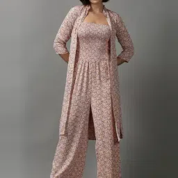 showoffff SHOWOFF Peach Printed A-Line Jumpsuit-picture-16