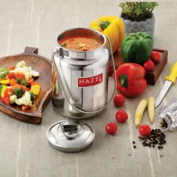 HAZEL Silver Stainless Steel Ghee Oil Milk Container (5 L)-31