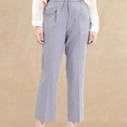 RAREISM Grey Cotton Blend Solid Trousers-image-3