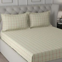 Maspar Backyard Patio Red Cotton Printed 144 TC Double Bedsheet with 2 Pillow Cover-picture-3