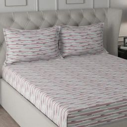Maspar Backyard Patio Red Cotton Printed 144 TC Double Bedsheet with 2 Pillow Cover-picture-10