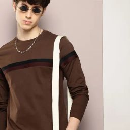 Dillinger Brown Cotton Regular Fit Solid T-Shirt-image-3