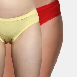 Bleeding Heart Yellow & Red Plain Panties - Pack Of 2-image-89