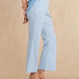 RAREISM Blue Cotton Blend Solid Trousers-image-79