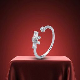 Nipura 925 Sterling Silver Rhodium-Plated Cubic Zirconia Studded Knot Finger Ring-14