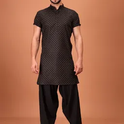SHIWAM ETHNIX Floral Printed Band Collar Cotton Straight Kurta-picture-23
