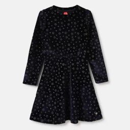 Blue Giraffe Girls Navy Polyester Blend Printed Dress-image-35