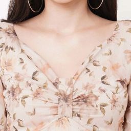 MISH Beige Printed Crop Top With Maxi Skirt image 5