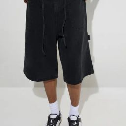 Nuon by Westside Charcoal Relaxed-Fit Mid-Rise Denim Jorts-image-17