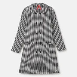 Blue Giraffe Girls White Polyester Checked Dress-image-15