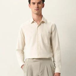 Arrow Beige Cotton Slim Fit Texture Shirt-image-65