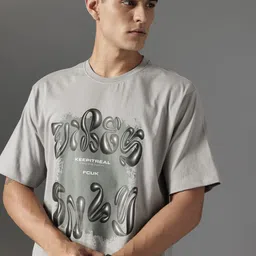 FCUK Graphic Printed Drop-Shoulder Sleeves Pure Cotton Relaxed Fit T-shirt-picture-20