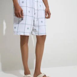 ETA by Westside White Embroidered Relaxed-Fit Mid-Rise Cotton Shorts-picture-48