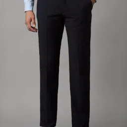 Louis Philippe Navy Slim Fit Checks Trousers-picture-30