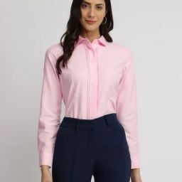 Fablestreet Pink Cotton Solid Long Sleeves Shirt-image-39