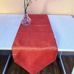 Pink Parrot Red And Gold Color Ethnic Motifs Polyester Jacquard silk table runner-image-98