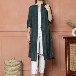 Enchanted Drapes Geometric Printed Pure Cotton Longline Shrug-28