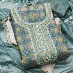 ASISA Floral Printed Beads And Stones Unstitched Dress Material-image-83
