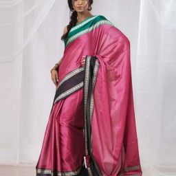 Unnati Silks Pink Cotton Woven Saree With Unstitched Blouse-image-90