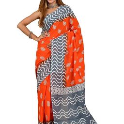 Pinkcity Trade World Orange Pure Cotton Ikat Sarees-picture-45