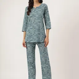 KALINI Teal Pure Cotton Tunic & Trousers Co-ords-image-14
