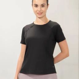 Amante Black Relaxed Fit Solid T-Shirt-picture-8