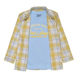 Gini and Jony Boys Checked Casual Shirt Comes With T-shirt-image-34