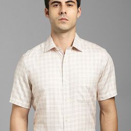 Louis Philippe Grid Tattersall Checks Checked Spread Collar Cotton Shirt-image-87