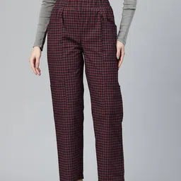 Popnetic Checked High-Rise Pleated Cargos-image-95