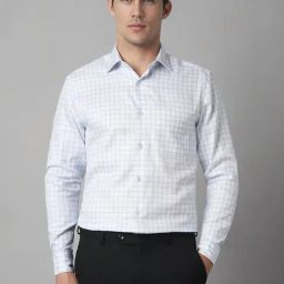 Louis Philippe White Cotton Regular Fit Checks Shirt-picture-41