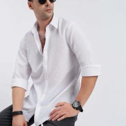 showoffff SHOWOFF White Cotton Slim fit Solid Shirt-picture-10