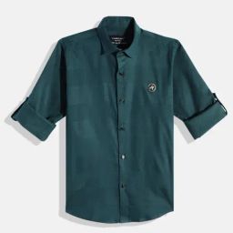 CHARCHIT Boys Turquoise Solid Shirt-image-29