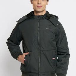 Duke Olive Slim Fit Hooded Jacket-image-26