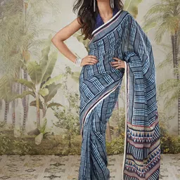 RACHNA Striped Embroidered Saree-image-9