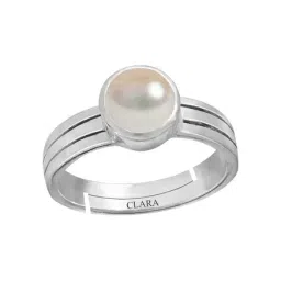 Clara White Pearl 3cts Sterling Silver Round Navratna Ring-image-38