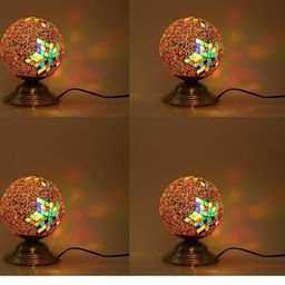 SOMIL Multicoloured 4 Piece Printed Glass Spherical Table Lamp-image-16