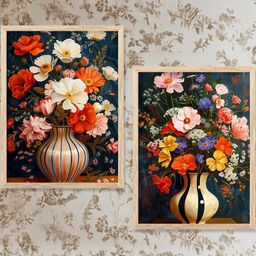 WALLLANE Multicoloured Set of 2 Piece Wood Floral and Botanical Wall Paintings-12