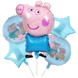 Funcart Peppa Pig Cartoon Theme Foil Balloons Multicolor  Pack Of 5-24