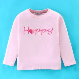 Doreme Single Jersey Full Sleeves T-Shirt Sequin Embellished - Pink-picture-22