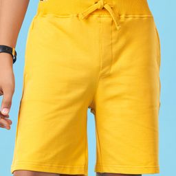 Pine Active Cotton Lycra Knit Anti-Bacterial Solid Color Shorts With Stretch - Yellow-image-6