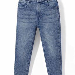 Babyhug Denim Full Length With Stretch Washed Jeans - Light Blue-image-40