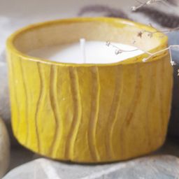 Aranya Earthcraft Wave Texture Soy Wax Candle - Yellow-12