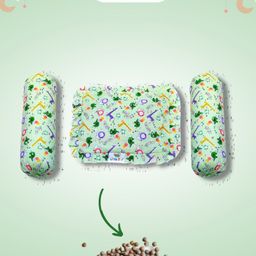 Littleboo Head Shaping Mustard Seeds FullRai Pillow With Bolster Set Animal Print Square shape Green-image-37